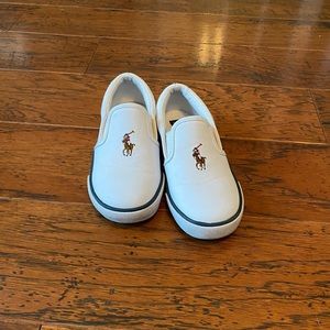 White Ralph Lauren Polo Leather Slip on